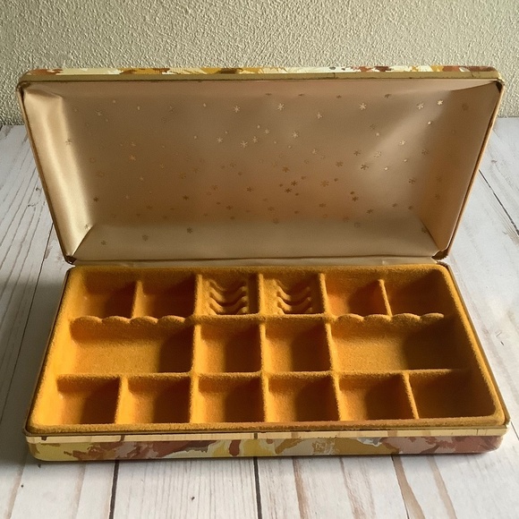 Vintage Floral Clamshell Hard Jewelry Case **FLAWED** Art Project Restore Craft - Picture 2 of 5